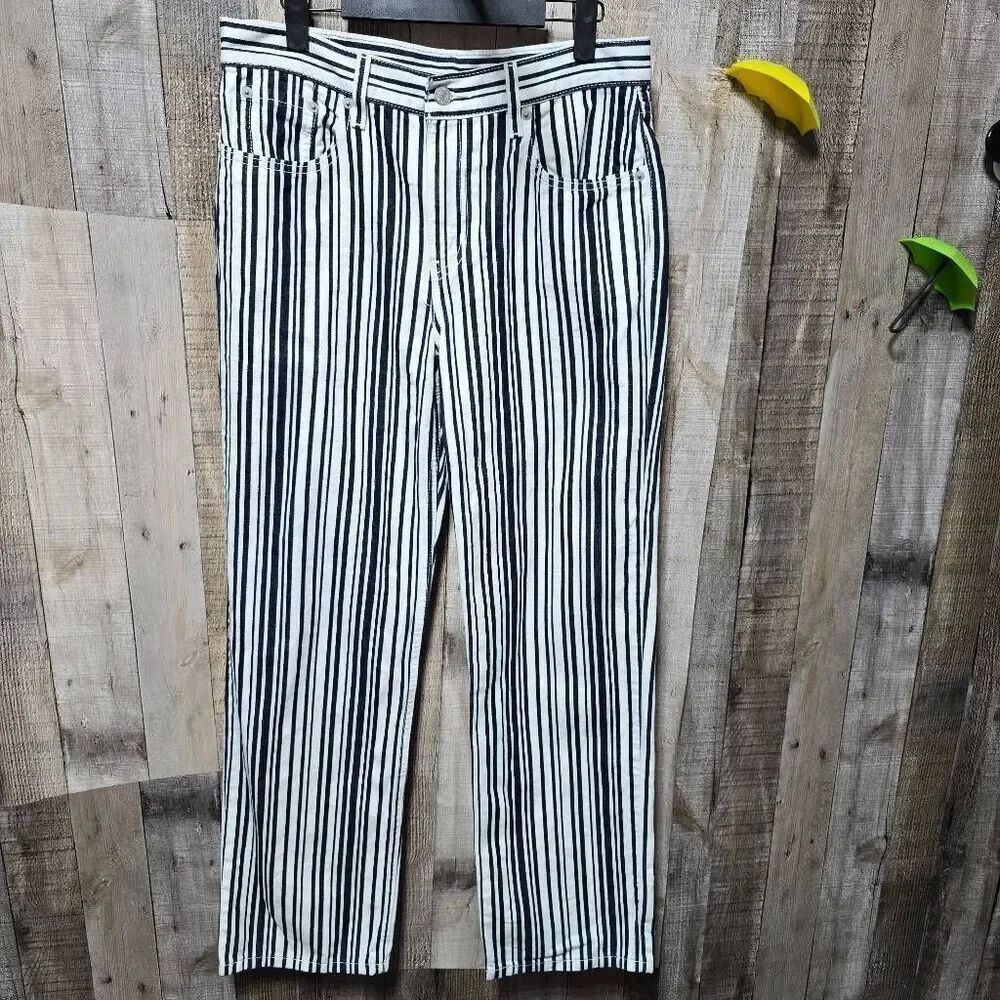 Levi's Low Pro Navy White Stripe Straight Leg Jeans 29x30